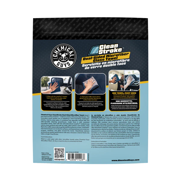 CleanStroke Dual-Sided Microfiber Glass Towel 2-Pack - Dynamic Auto LLC