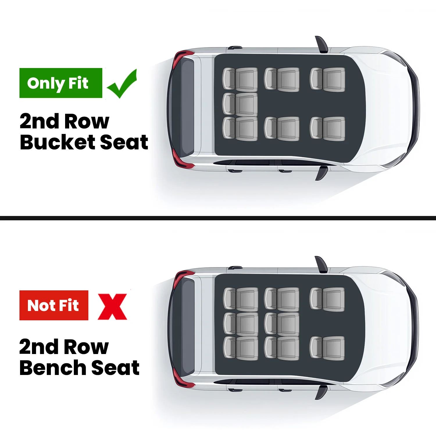 Fit for 2007-2016 GMC Acadia Floor Mats, Fit 2nd Row Bucket Seating Only - Dynamic Auto LLC