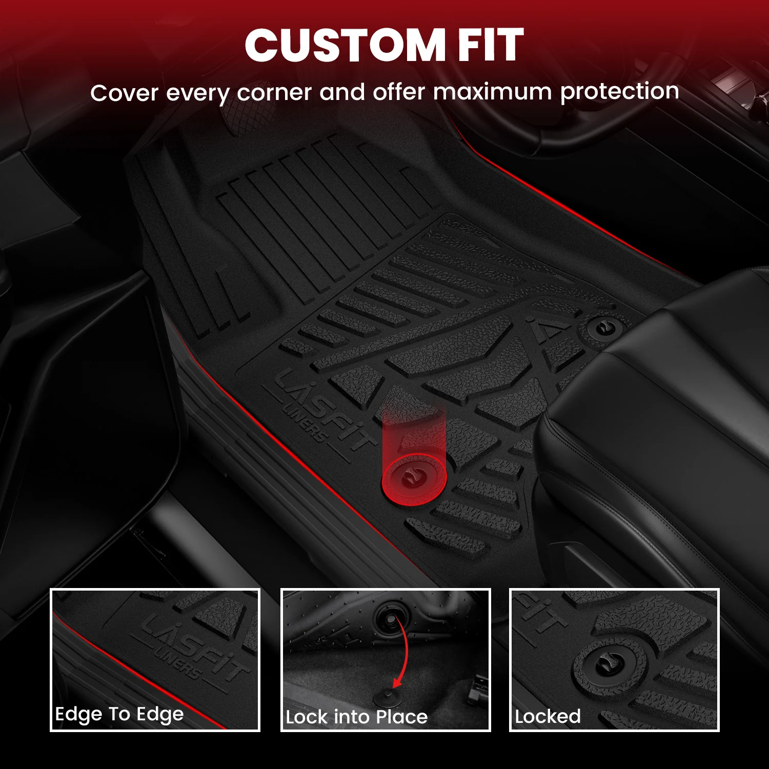 Fit for 2000-2006 GMC Yukon XL 1st & 2nd Row Floor Mats, Fit 2nd Row Bench Seat Only - Dynamic Auto LLC