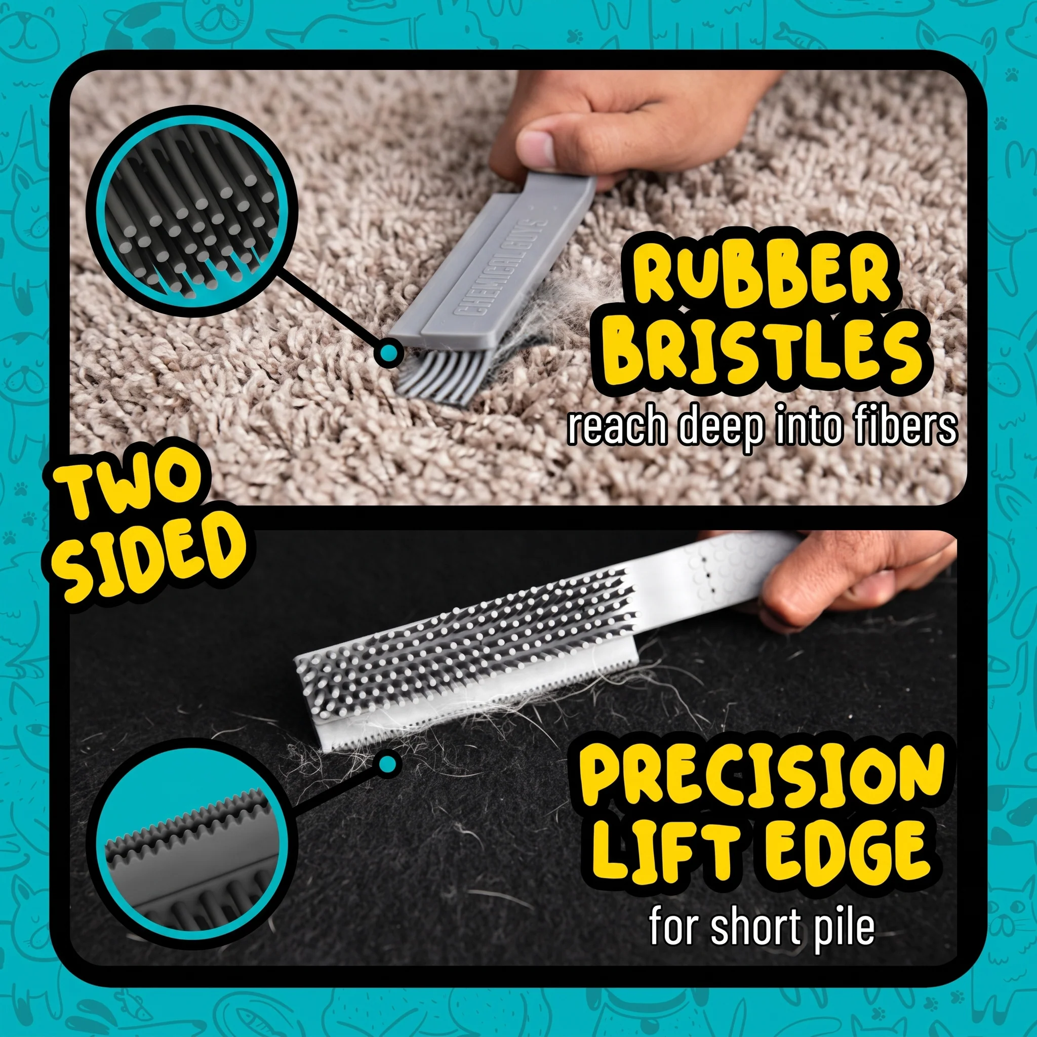 Grubbie Professional Grade Pet Hair Removal Brush - Dynamic Auto LLC