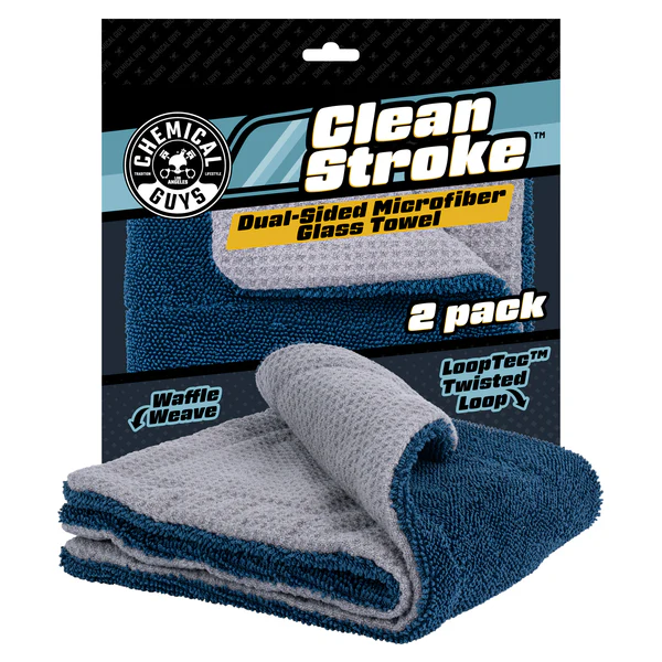 CleanStroke Dual-Sided Microfiber Glass Towel 2-Pack - Dynamic Auto LLC