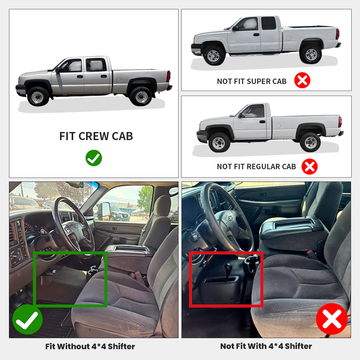 Fit for 1999-2006 GMC Sierra 2500HD 3500HD Floor Mats, Fit Without 4*4 Shifter Only - Dynamic Auto LLC